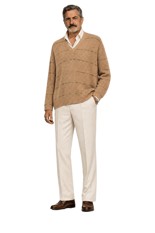 1980s Beige Cotton Sweater - Model