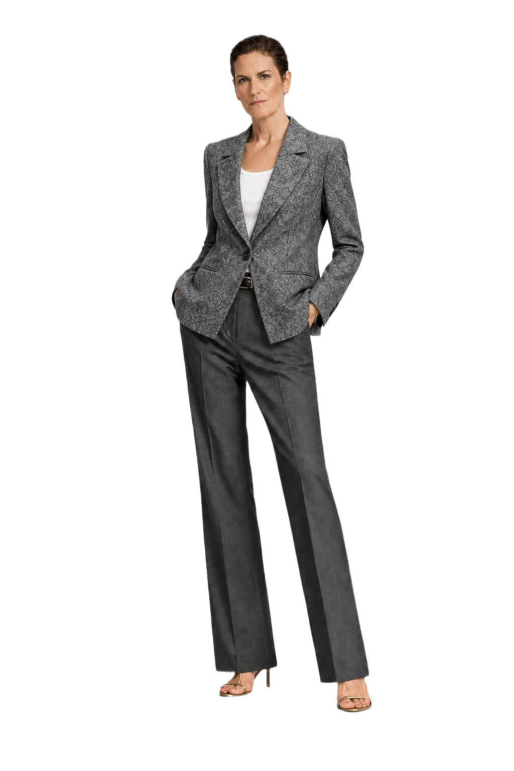 1990s Grey Wool Blazer - Model