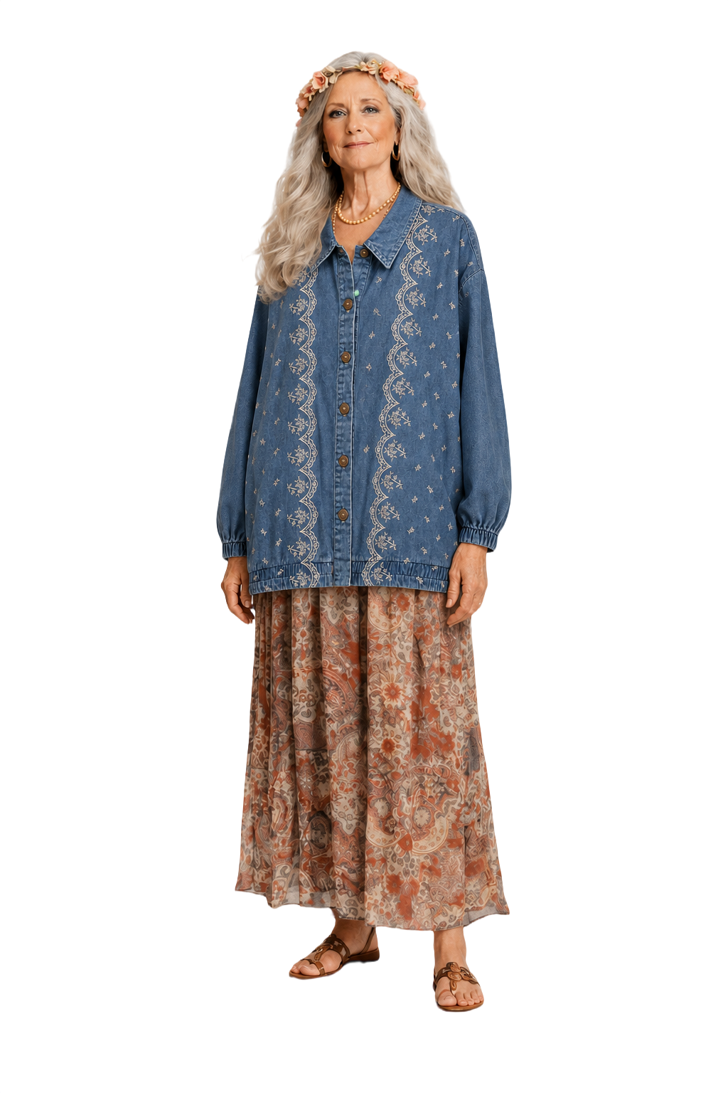 1970s Blue Cotton Jacket - Model