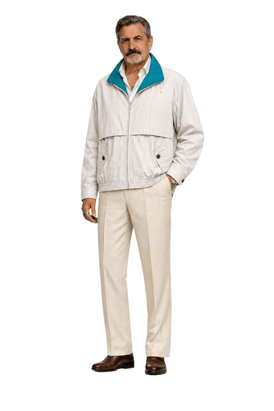 1980s Cream White Cotton Blend Windbreaker - Model