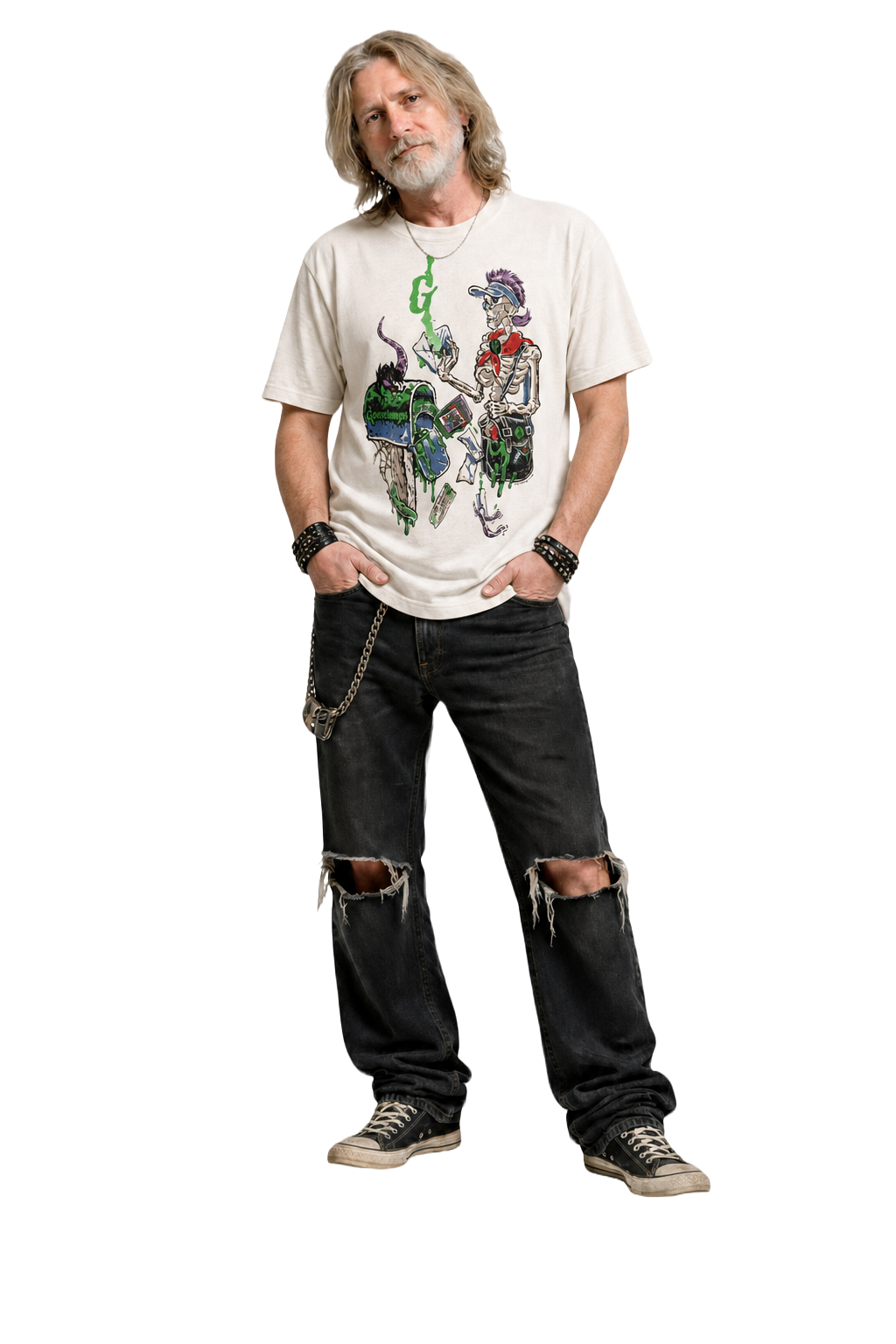 1990s White Cotton T-Shirt - Model