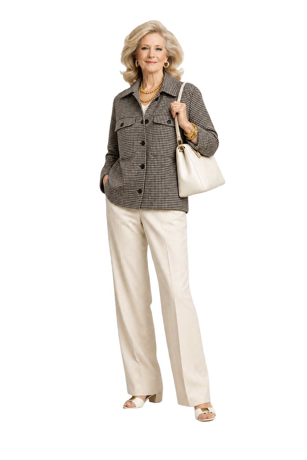 1970s Black and White Wool Blend Jacket - Model
