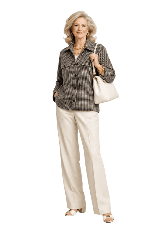 1970s Black and White Wool Blend Jacket - Model