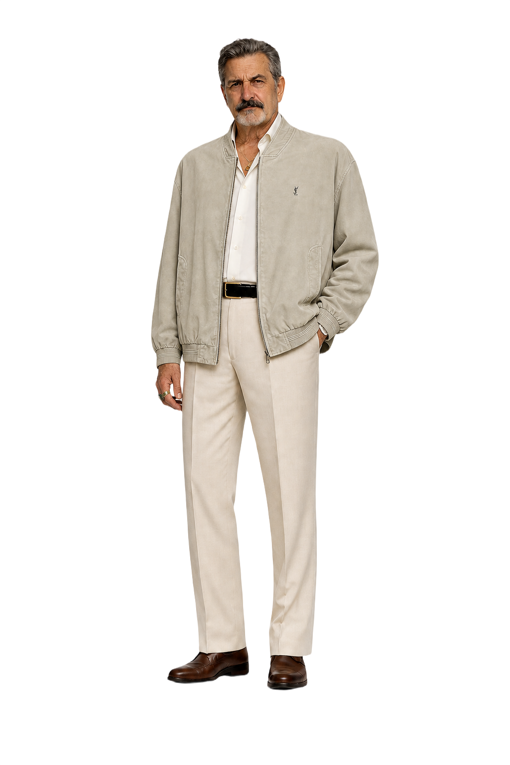 1980s Light Khaki Cotton Jacket - Model