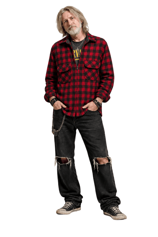 1990s Red Flannel Shirt - Model