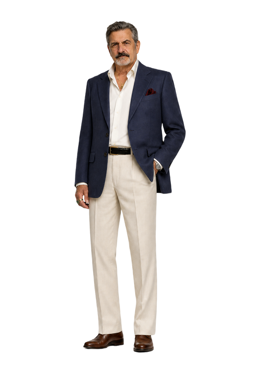 1980s Navy Blue Wool Blend Blazer - Model