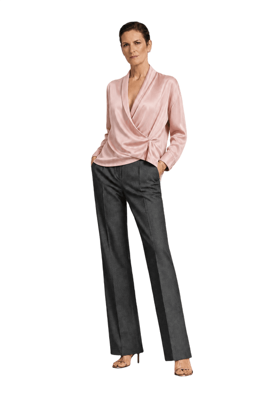 1990s Pale Pink Satin Blouse - Model