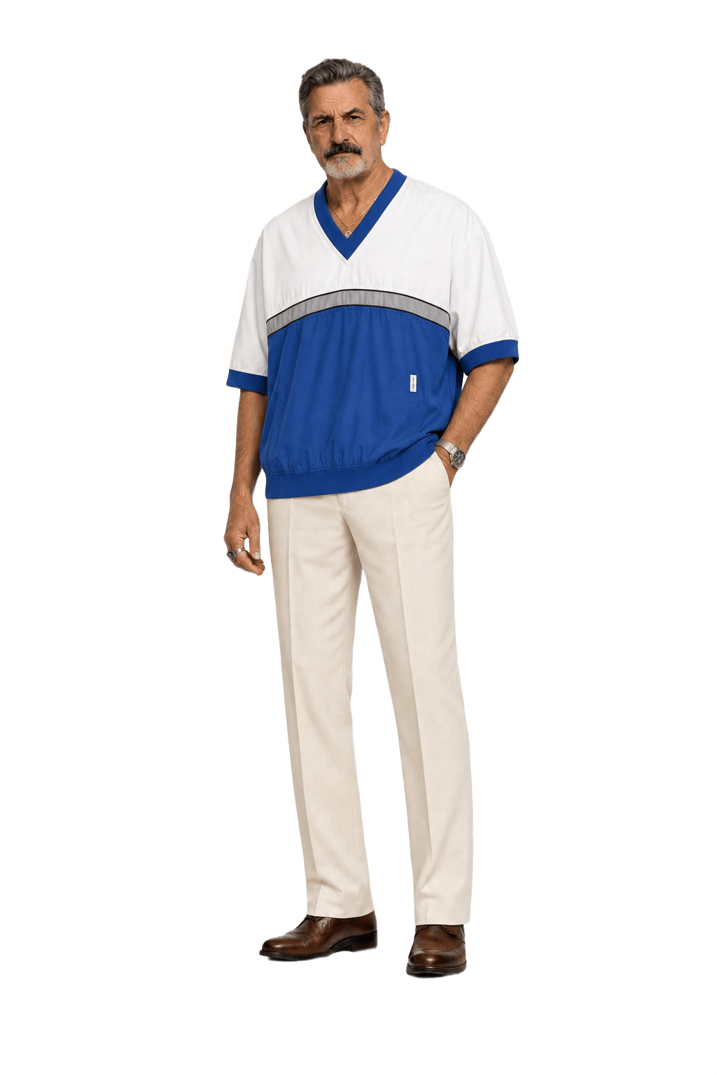 1980s Blue Polyester Sweater - Model