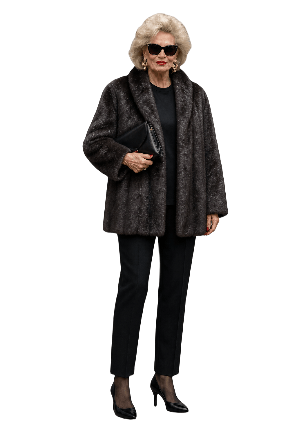 1980s Black Fur Fur Coat - Model