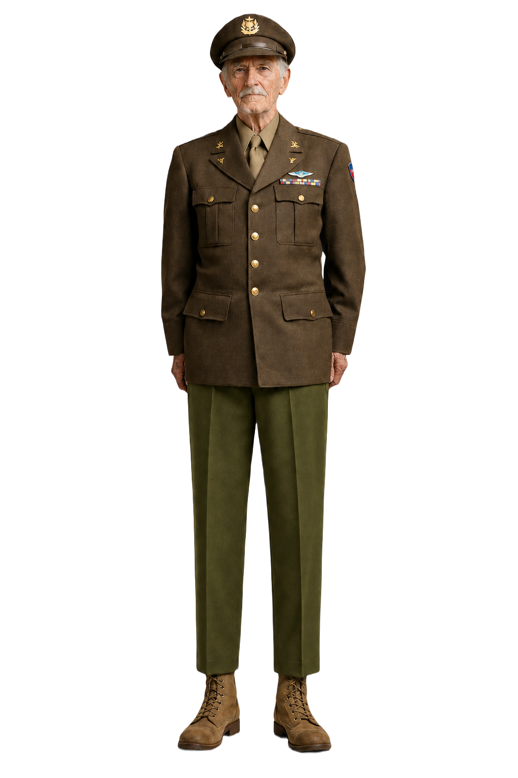 1940s Olive Green Cotton Trousers - Model