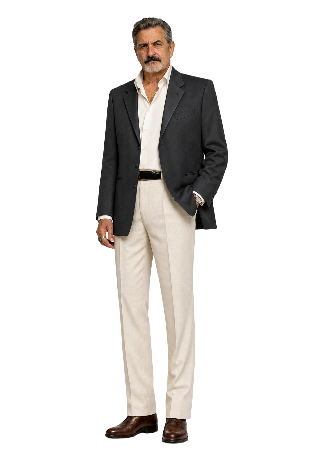 1980s Black Wool Blend Blazer - Model