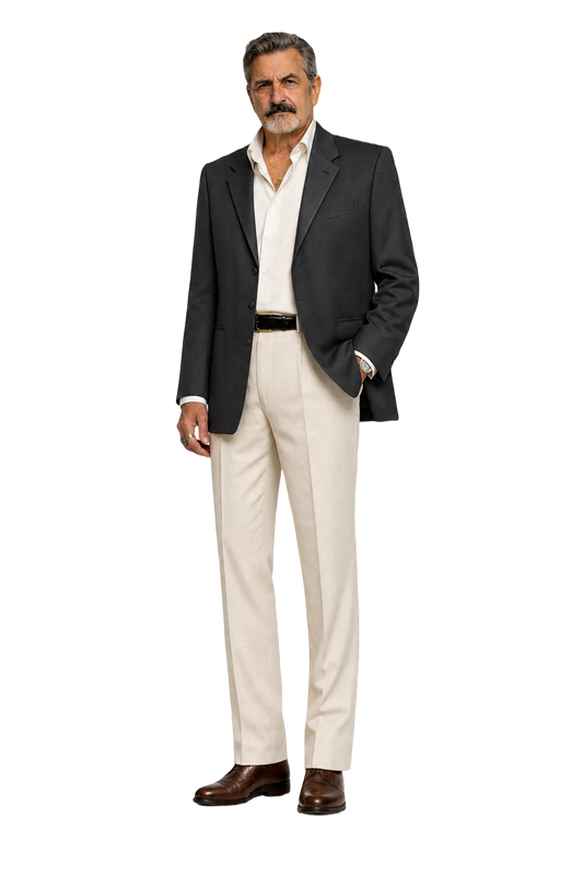 1980s Black Wool Blend Blazer - Model