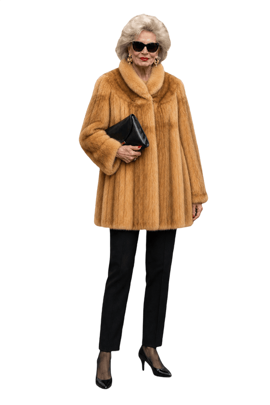 1990s Light Brown Fur Coat - Model