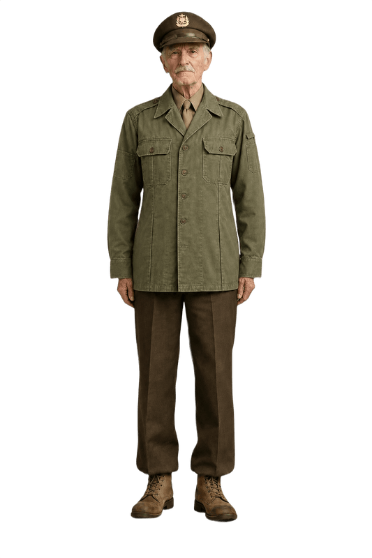1940s Olive Green Cotton Jacket - Model