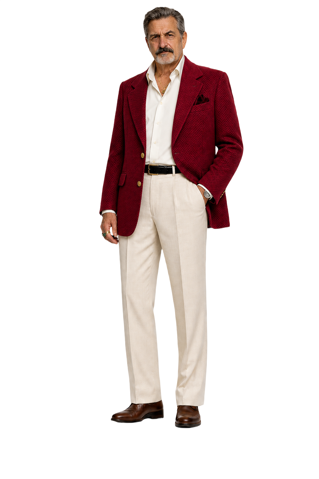 1980s Deep Red Wool Blend Blazer - Model
