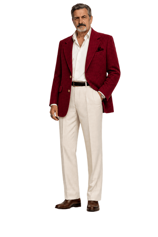 1980s Deep Red Wool Blend Blazer - Model