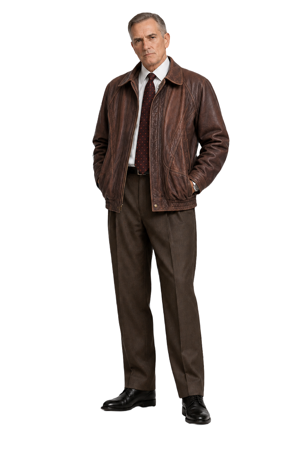 1970s Brown Leather Jacket - Model