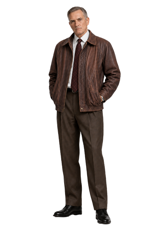 1970s Brown Leather Jacket - Model