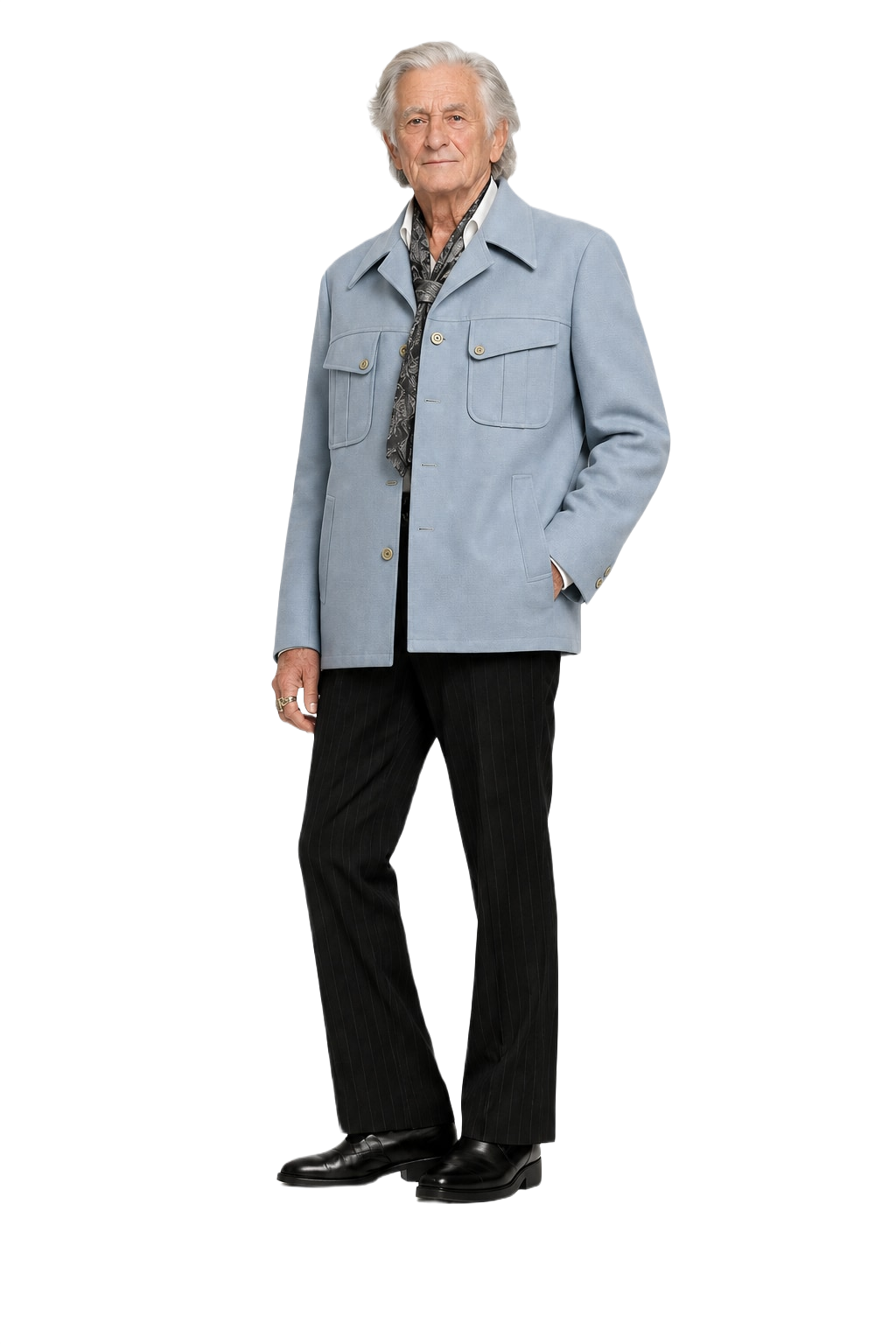 1970s Light Blue Polyester Blend Jacket - Model