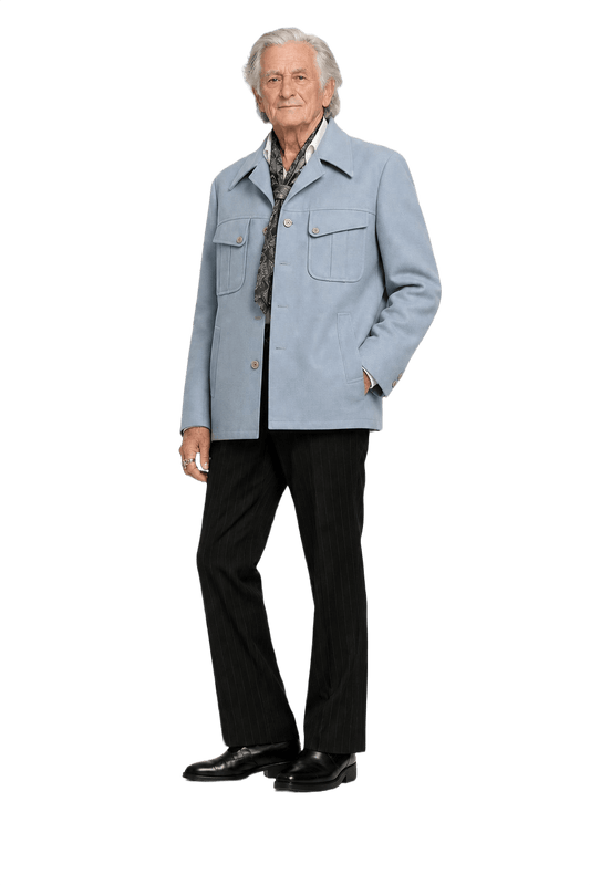 1970s Light Blue Polyester Blend Jacket - Model