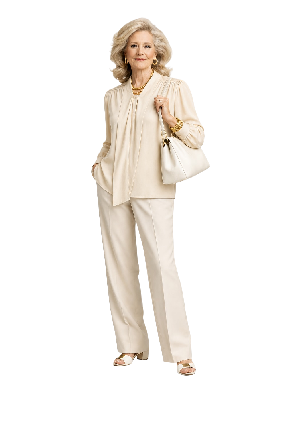 1970s Cream Silk Blouse - Model