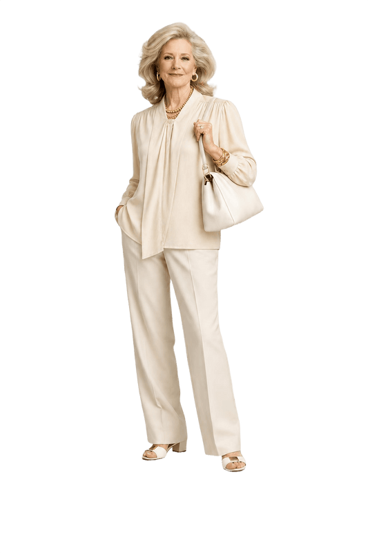 1970s Cream Silk Blouse - Model