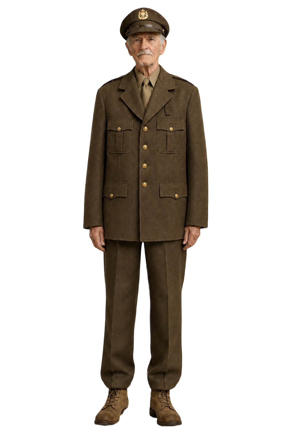 1940s Brown Cotton Blend Jacket - Model
