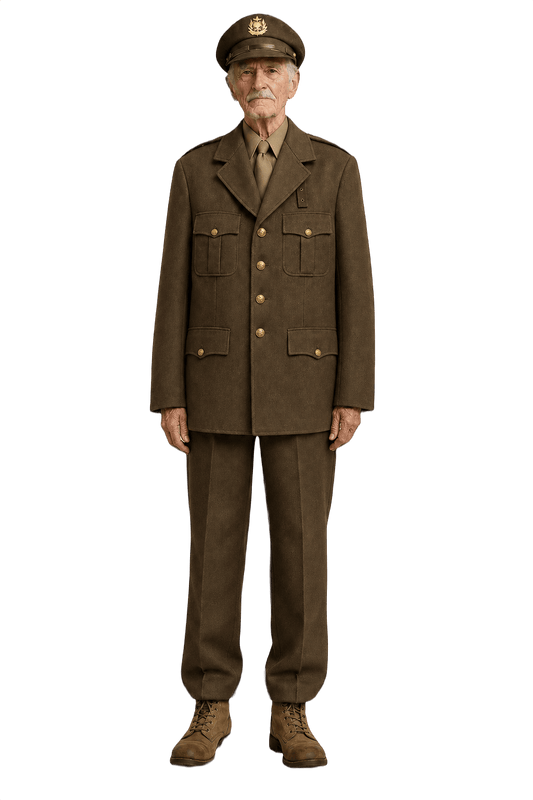 1940s Brown Cotton Blend Jacket - Model