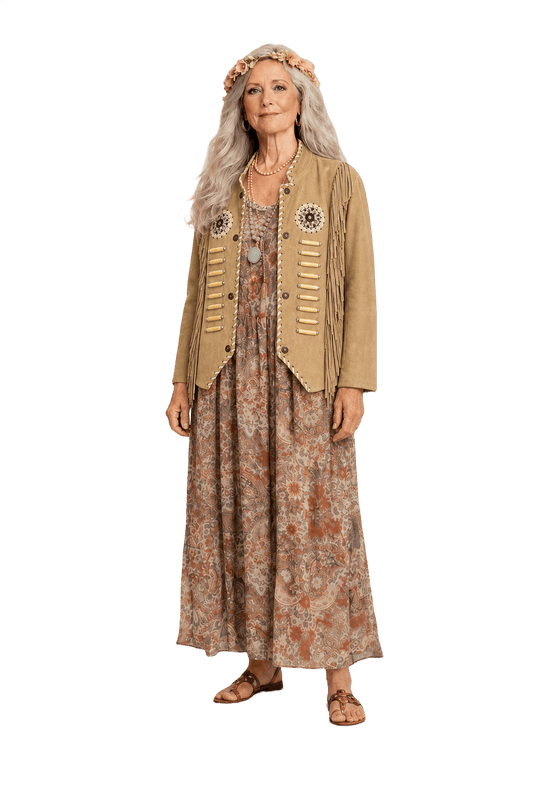 1970s Beige Suede Jacket - Model