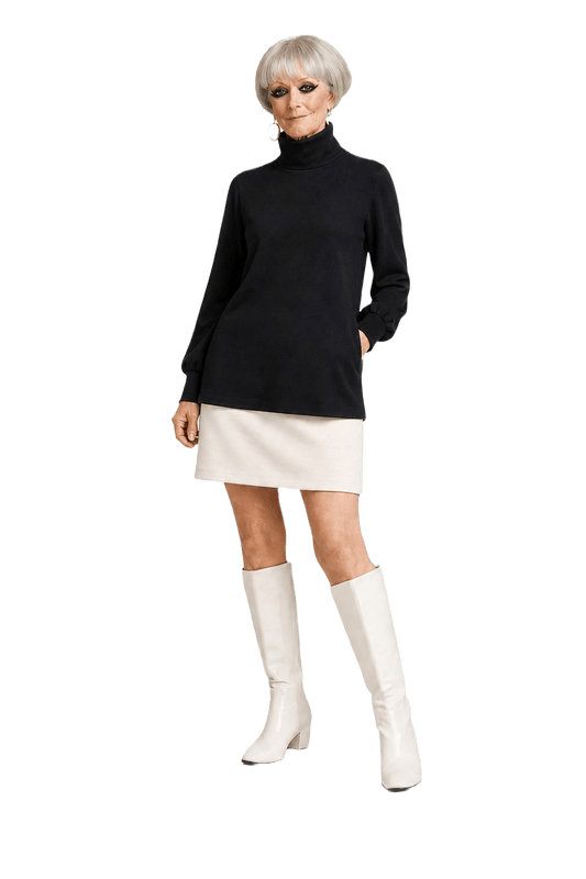 1960s Black Synthetic Blend Turtleneck - Model