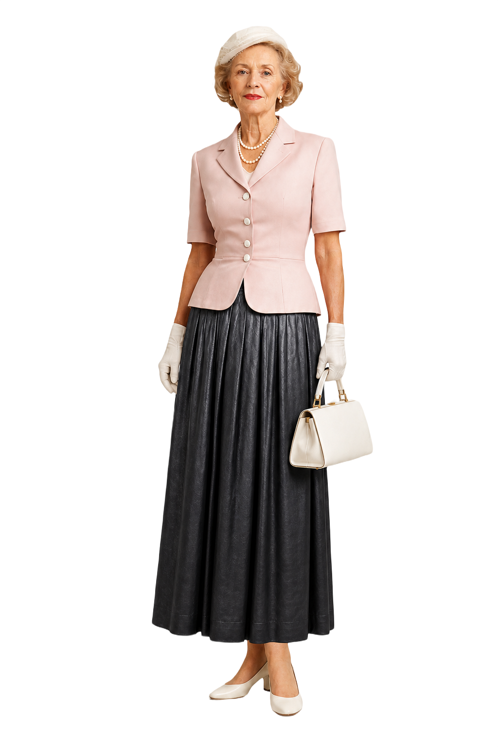 1950s Charcoal Gray Silk Skirt - Model