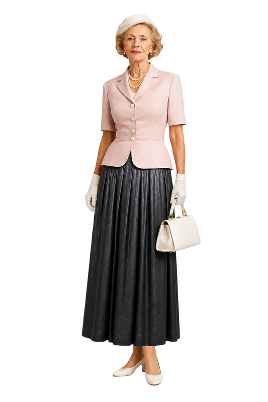 1950s Charcoal Gray Silk Skirt - Model