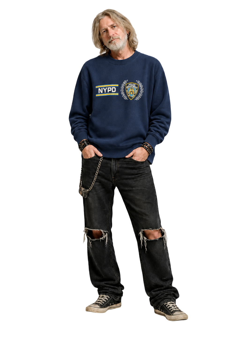 1990s Navy Blue Cotton Blend Sweater - Model