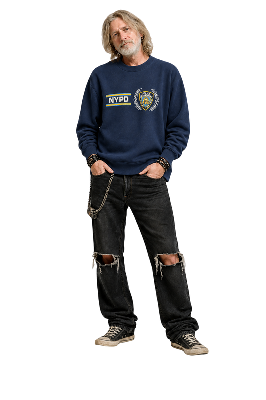 1990s Navy Blue Cotton Blend Sweater - Model