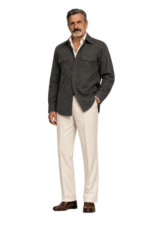 1980s Olive Cotton Shirt - Model