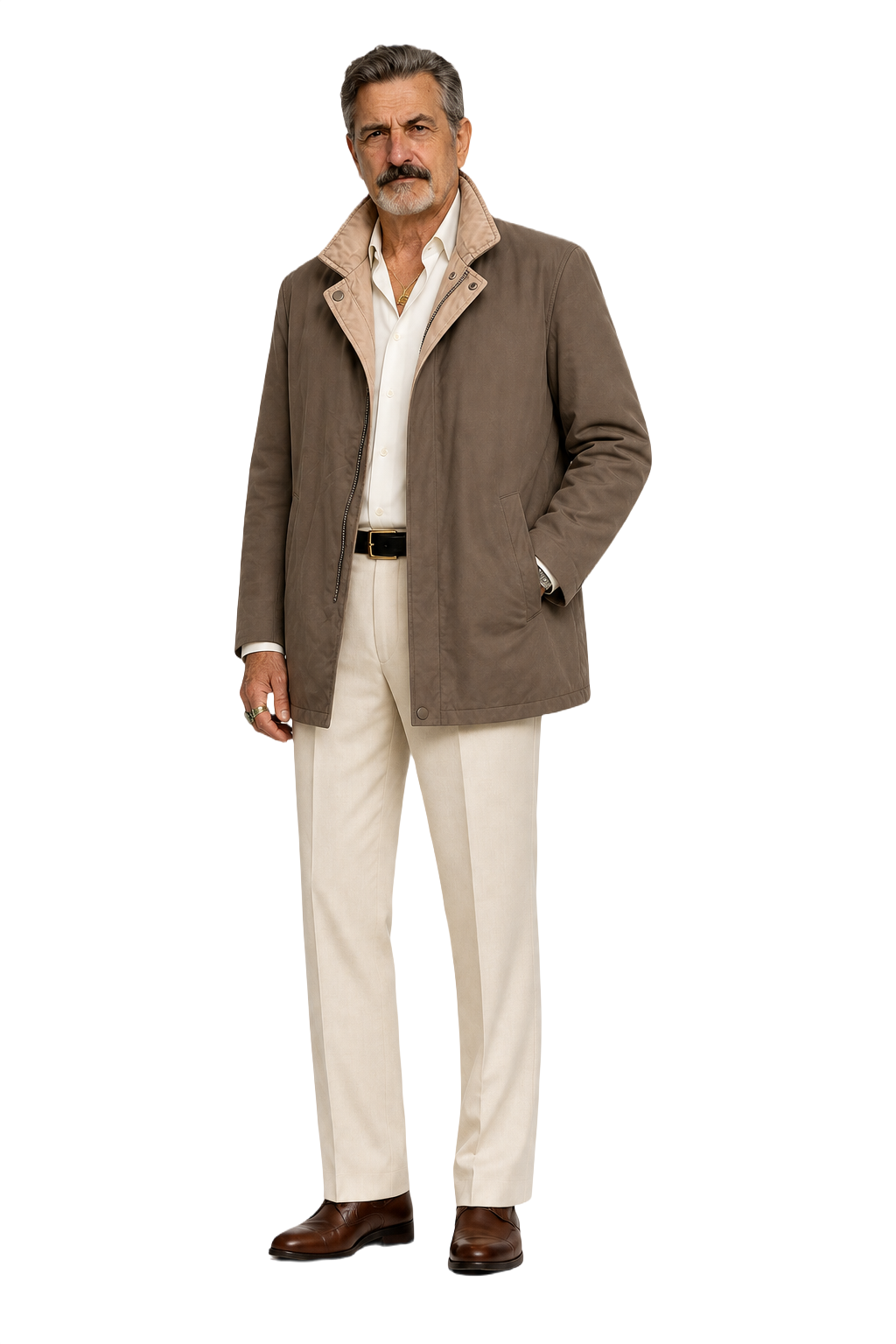 1970s Tan Cotton Jacket - Model