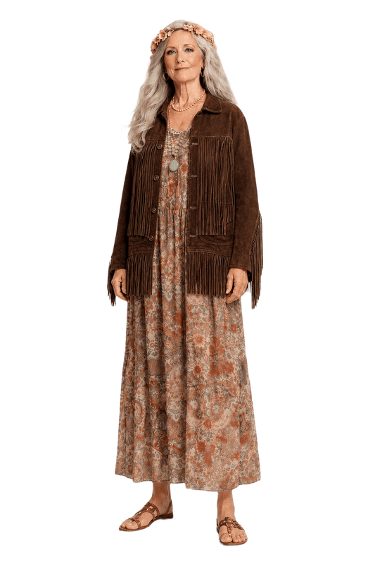 1970s Brown Suede Jacket - Model