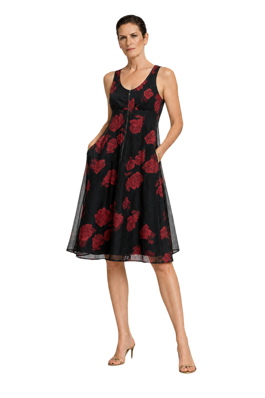 1990s Black Polyester Dress - Model