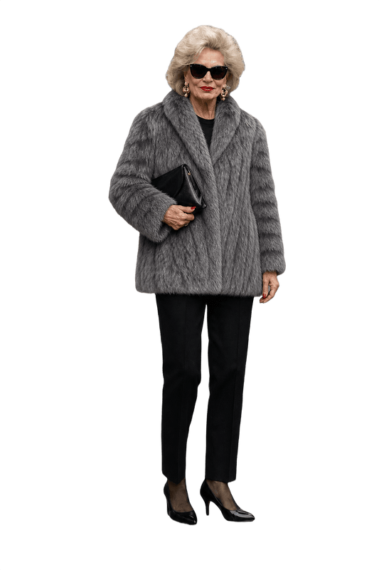 1980s Grey Faux Fur Coat - Model