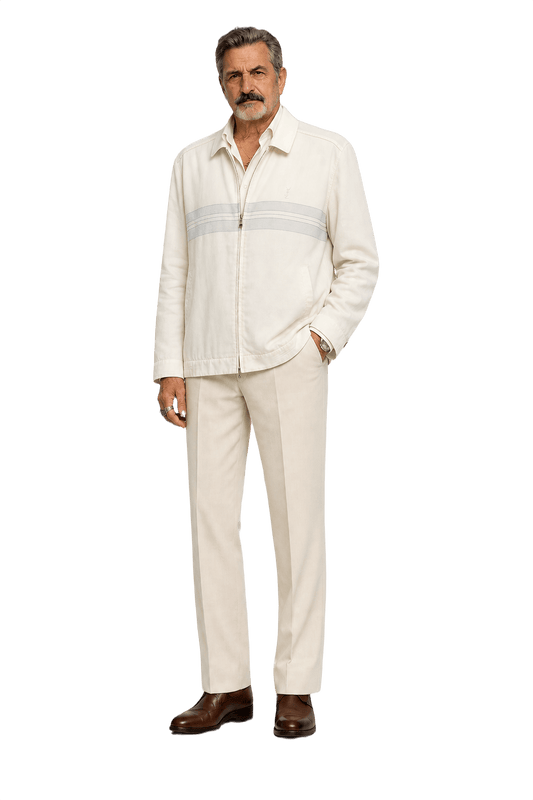 1980s Cream White Cotton Blend Jacket - Model