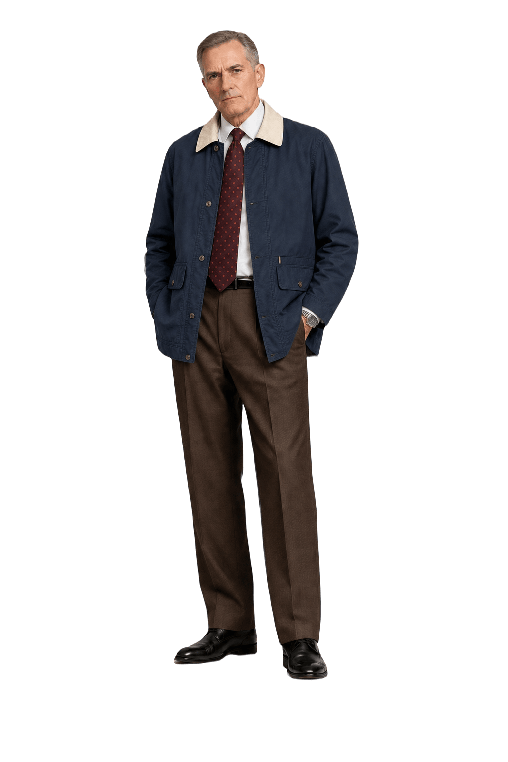 1990s Navy Blue Cotton Blend Jacket - Model