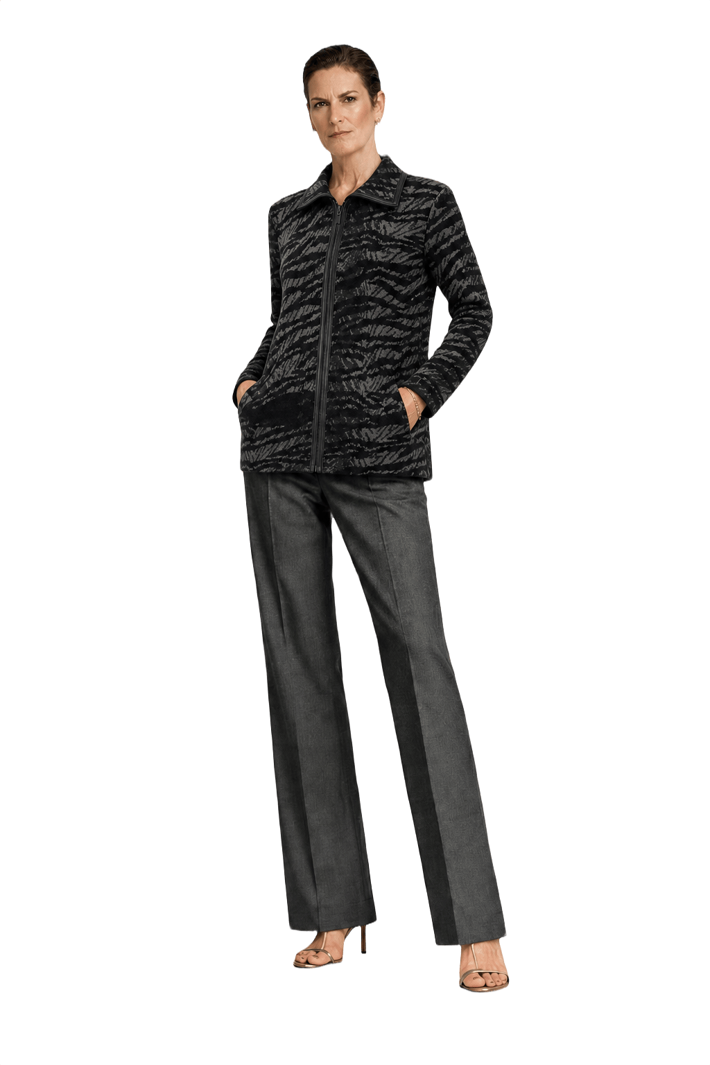 1990s Black Wool Blend Jacket - Model