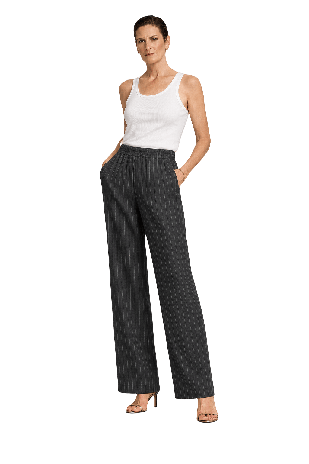 1990s Charcoal Grey Wool Pants - Model