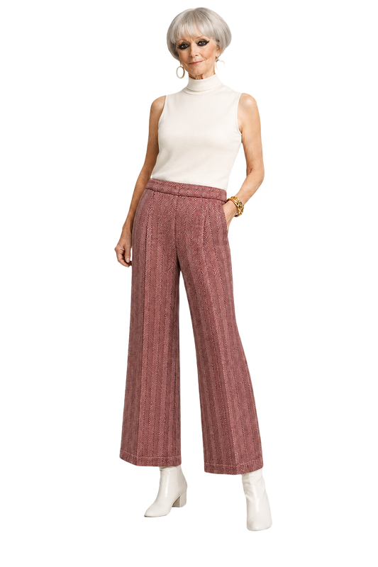 1960s Pink Cream Polyester Pants - Model