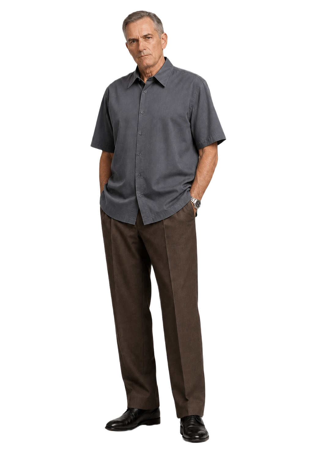 1990s Dark Grey Rayon Blend Shirt - Model