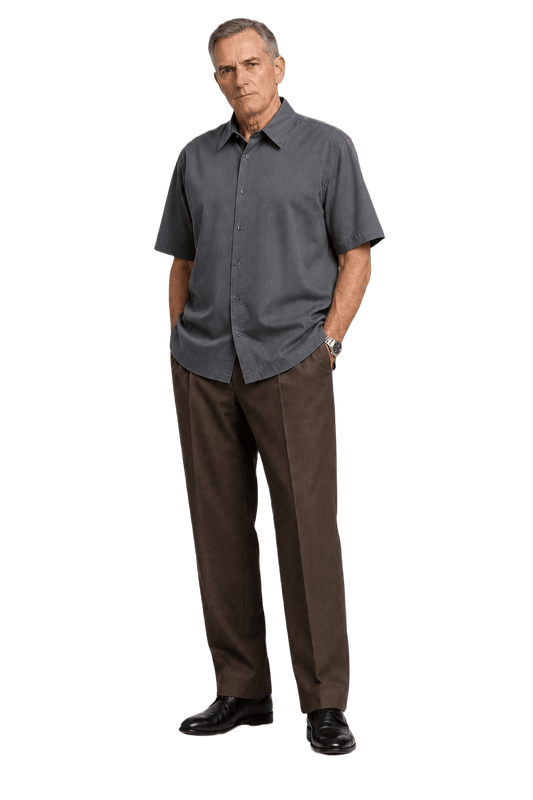 1990s Dark Grey Rayon Blend Shirt - Model