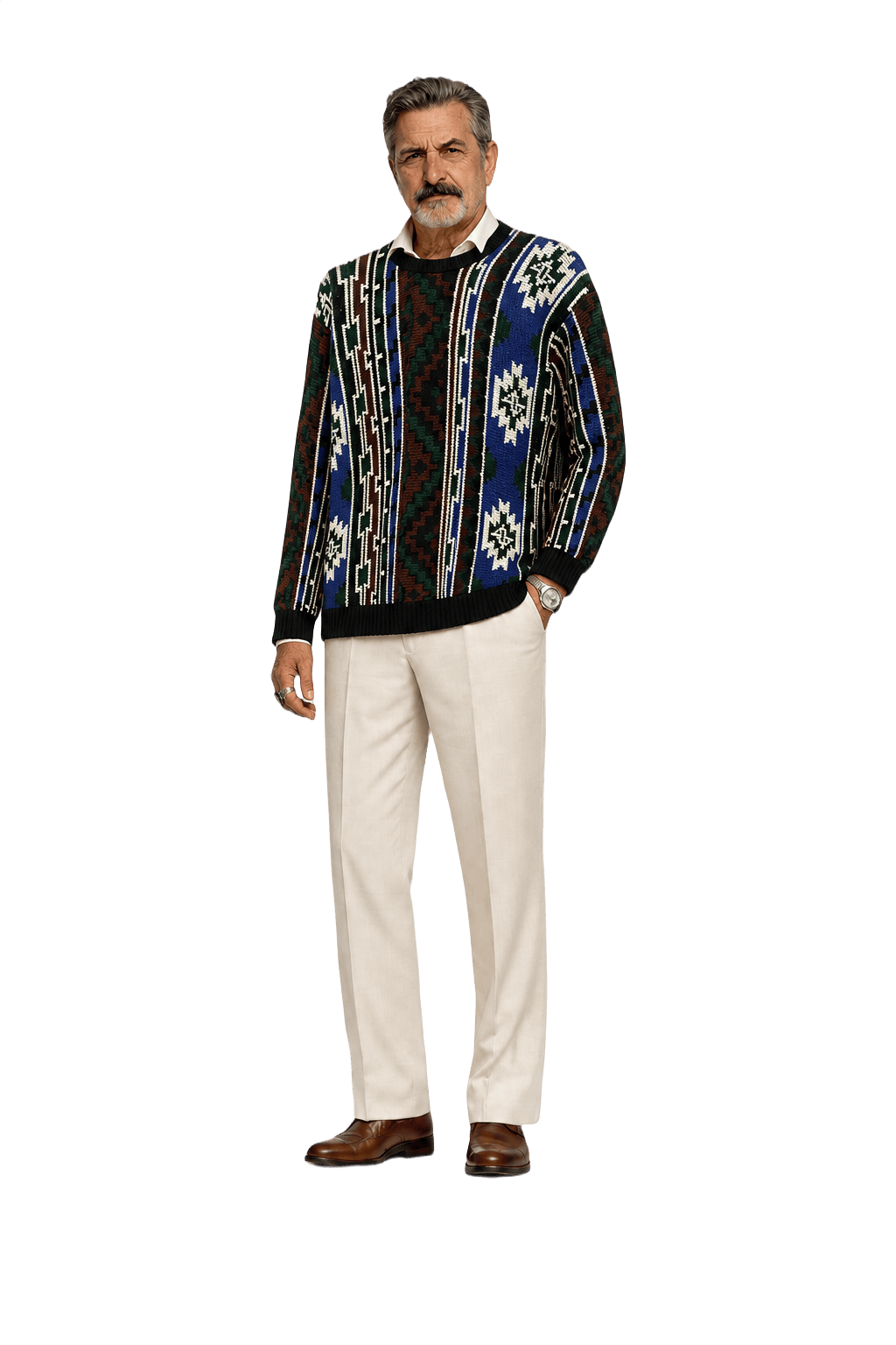 1980s Blue Wool Sweater - Model