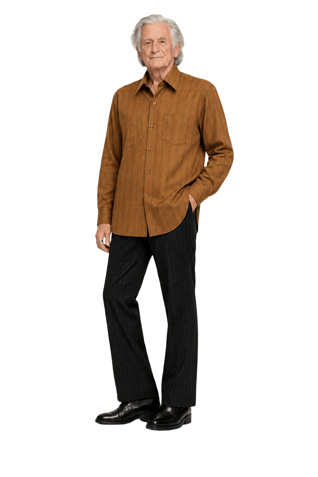 1970s Brown Cotton Blend Shirt - Model