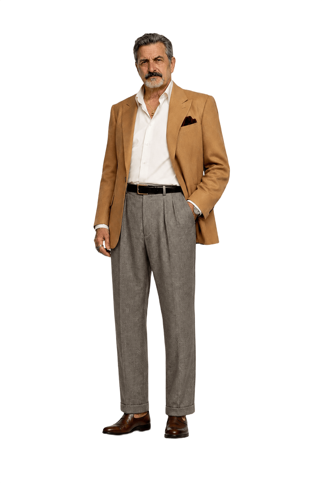 1980s Grey Wool Blend Trousers - Model