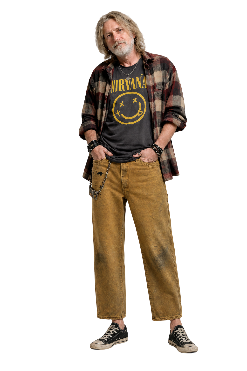 1990s Tan Cotton Pants - Model